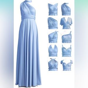 NEW! Dusty Blue Infinity Dress with Bandeau, Long Multi-Way Bridesmaid Dress